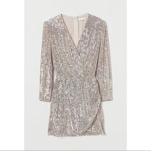 H&M Sequin romper NWT Large Silver Gold